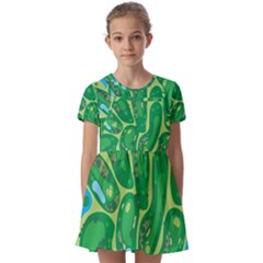 Golf Course Par Golf Course Green Kids  Short Sleeve Pinafore Style Dress by Ravend