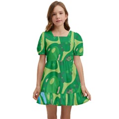 Golf Course Par Golf Course Green Kids  Short Sleeve Dolly Dress by Ravend