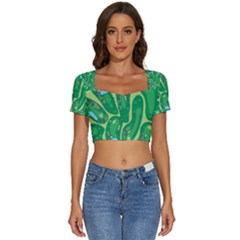 Golf Course Par Golf Course Green Short Sleeve Square Neckline Crop Top  by Ravend