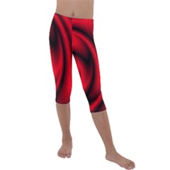 Background Red Color Swirl Kids  Lightweight Velour Capri Leggings  by Ravend