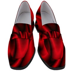 Background Red Color Swirl Women s Chunky Heel Loafers by Ravend