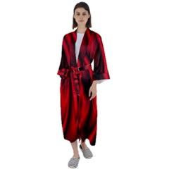 Background Red Color Swirl Maxi Satin Kimono by Ravend