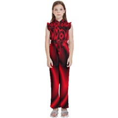 Background Red Color Swirl Kids  Sleeveless Ruffle Edge Band Collar Chiffon One Piece by Ravend