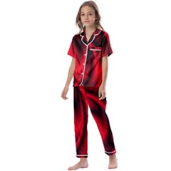 Background Red Color Swirl Kids  Satin Short Sleeve Pajamas Set by Ravend