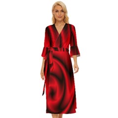 Background Red Color Swirl Midsummer Wrap Dress by Ravend