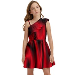 Background Red Color Swirl Kids  One Shoulder Party Dress by Ravend