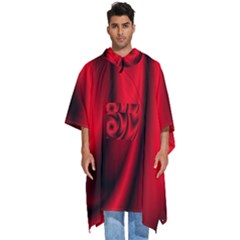 Background Red Color Swirl Men s Hooded Rain Ponchos