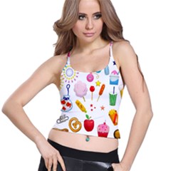 Summer Fair Food Goldfish Spaghetti Strap Bra Top by Ravend