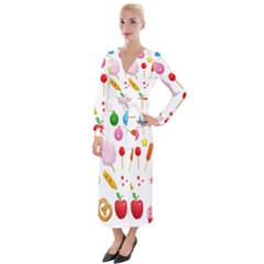 Summer Fair Food Goldfish Velvet Maxi Wrap Dress by Ravend