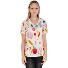 Summer Fair Food Goldfish Women s V-neck Scrub Top by Ravend