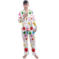 Summer Fair Food Goldfish Men s Long Sleeve Satin Pajamas Set by Ravend