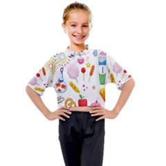 Summer Fair Food Goldfish Kids Mock Neck T-shirt