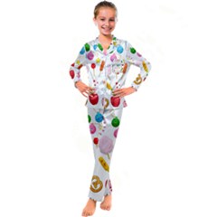 Summer Fair Food Goldfish Kids  Satin Long Sleeve Pajamas Set by Ravend