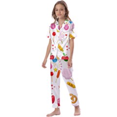 Summer Fair Food Goldfish Kids  Satin Short Sleeve Pajamas Set by Ravend