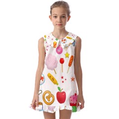 Summer Fair Food Goldfish Kids  Pilgrim Collar Ruffle Hem Dress by Ravend