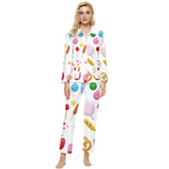 Summer Fair Food Goldfish Womens  Long Sleeve Velvet Pocket Pajamas Set by Ravend