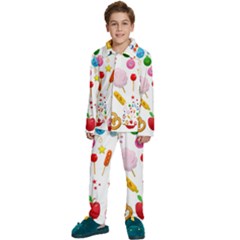 Summer Fair Food Goldfish Kids  Long Sleeve Velvet Pajamas Set by Ravend