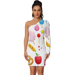 Summer Fair Food Goldfish Long Sleeve One Shoulder Mini Dress by Ravend