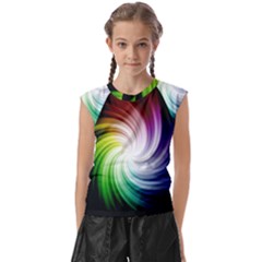 Rainbow Swirl Twirl Kids  Raglan Cap Sleeve T-shirt