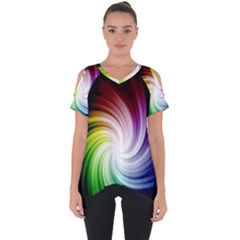 Rainbow Swirl Twirl Cut Out Side Drop T-shirt by Ravend