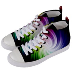 Rainbow Swirl Twirl Women s Mid-top Canvas Sneakers by Ravend