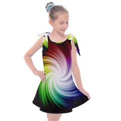 Rainbow Swirl Twirl Kids  Tie Up Tunic Dress by Ravend