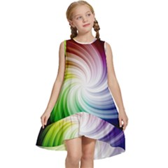 Rainbow Swirl Twirl Kids  Frill Swing Dress