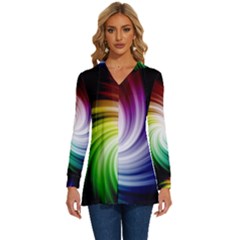 Rainbow Swirl Twirl Long Sleeve Drawstring Hooded Top by Ravend