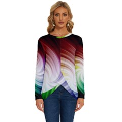 Rainbow Swirl Twirl Long Sleeve Crew Neck Pullover Top by Ravend