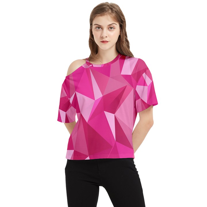 Pattern Halftone Geometric One Shoulder Cut Out T-Shirt