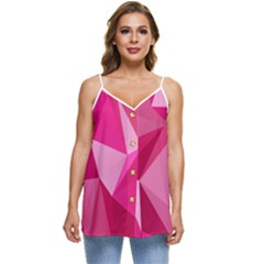 Pattern Halftone Geometric Casual Spaghetti Strap Chiffon Top by Ravend