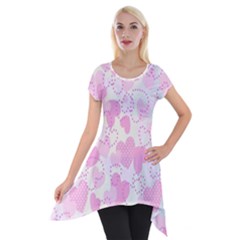 Valentine Background Hearts Bokeh Short Sleeve Side Drop Tunic by Ravend