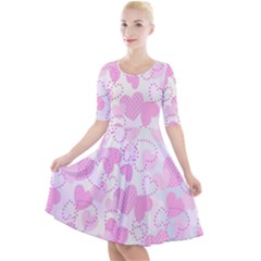 Valentine Background Hearts Bokeh Quarter Sleeve A-line Dress by Ravend