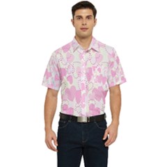 Valentine Background Hearts Bokeh Men s Short Sleeve Pocket Shirt  by Ravend