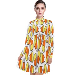 Candy Corn Halloween Candy Candies Long Sleeve Chiffon Shirt Dress by Ravend