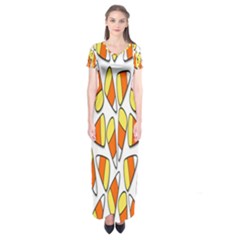 Candy Corn Halloween Candy Candies Short Sleeve Maxi Dress by Ravend