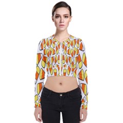 Candy Corn Halloween Candy Candies Long Sleeve Zip Up Bomber Jacket by Ravend