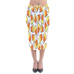 Candy Corn Halloween Candy Candies Velvet Midi Pencil Skirt by Ravend