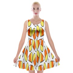 Candy Corn Halloween Candy Candies Velvet Skater Dress by Ravend