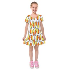 Candy Corn Halloween Candy Candies Kids  Short Sleeve Velvet Dress by Ravend