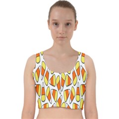 Candy Corn Halloween Candy Candies Velvet Racer Back Crop Top by Ravend