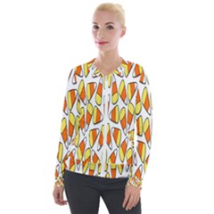 Candy Corn Halloween Candy Candies Velvet Zip Up Jacket by Ravend