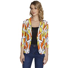 Candy Corn Halloween Candy Candies Women s One-button 3/4 Sleeve Short Jacket by Ravend