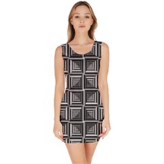 Pattern Op Art Black White Grey Bodycon Dress by Ravend