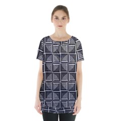 Pattern Op Art Black White Grey Skirt Hem Sports Top by Ravend