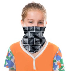 Pattern Op Art Black White Grey Face Covering Bandana (kids) by Ravend