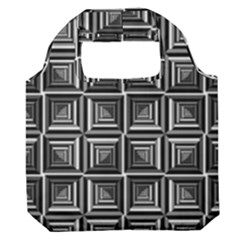 Pattern Op Art Black White Grey Premium Foldable Grocery Recycle Bag by Ravend