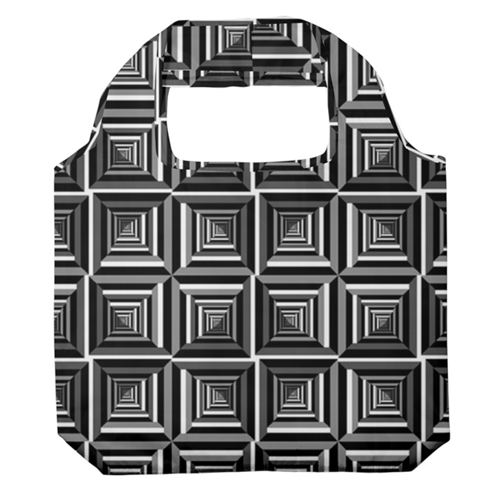 Pattern Op Art Black White Grey Premium Foldable Grocery Recycle Bag