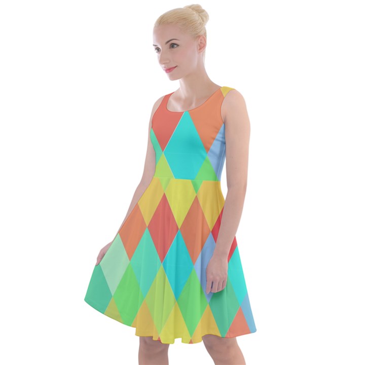 Low Poly Triangles Knee Length Skater Dress