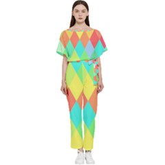 Low Poly Triangles Batwing Lightweight Chiffon Jumpsuit by Ravend